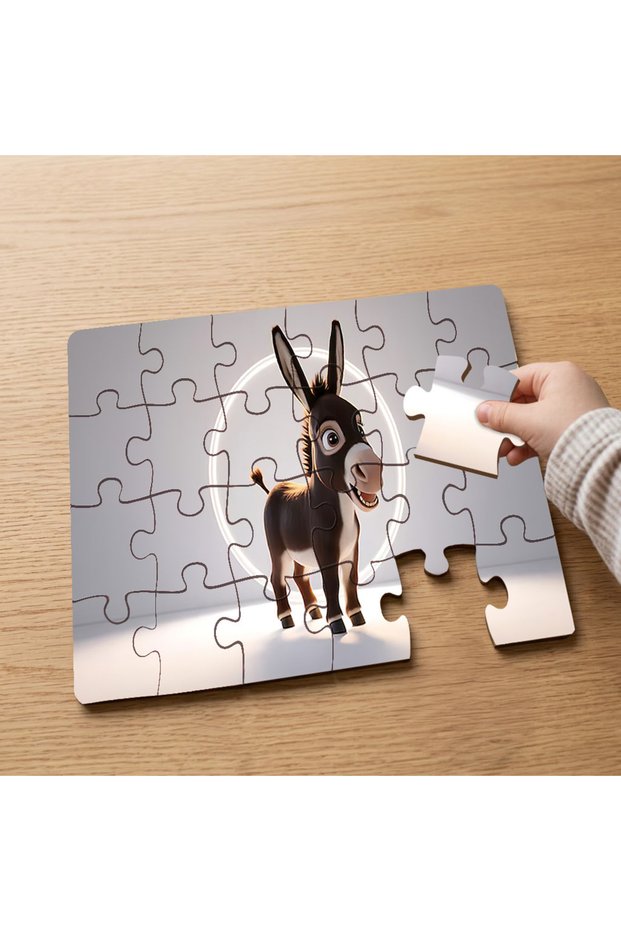 24 Piece Wooden Children's Puzzle with Smiling Cute Donkey Design Mpk0446