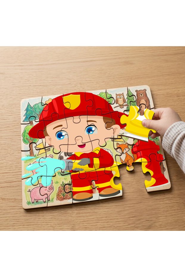 Firefighter Kids Design 24 Piece Wooden Children's Puzzle Mpk0918
