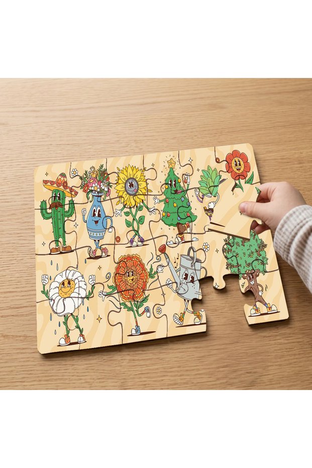 24 Piece Wooden Children's Puzzle with Cute Flowers Design Mpk0194