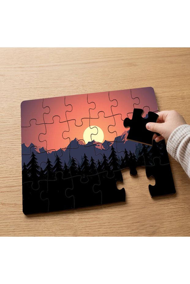 Sunset - Mountains - 24 Piece Wooden Children's Puzzle with Landscape Design Mpk0540