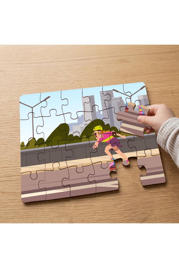 24 Piece Wooden Children's Puzzle with Skateboarding Man Design Mpk0986
