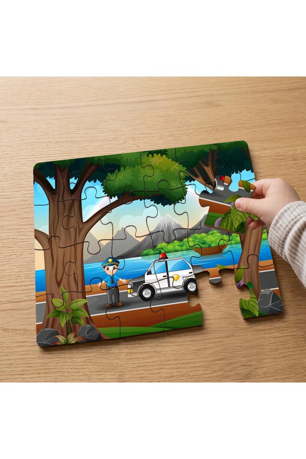 24 Piece Wooden Children's Puzzle with Traffic Police Design Mpk0044