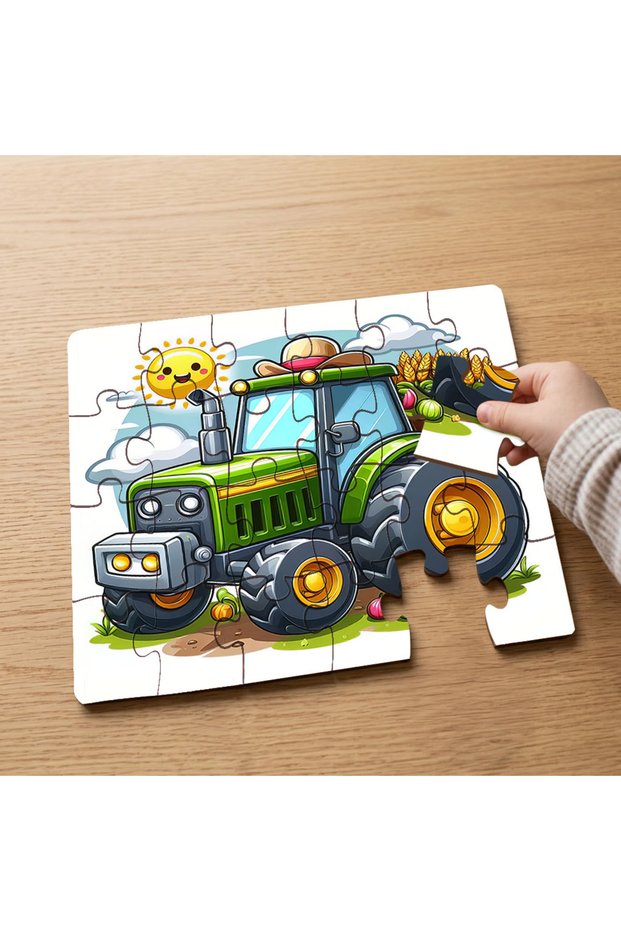 24 Piece Wooden Children's Puzzle with Green Tractor Design Mpk0259