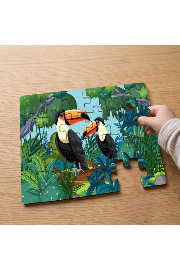 24 Piece Wooden Children's Puzzle with Toucan Parrots Design in the Jungle Mpk1153
