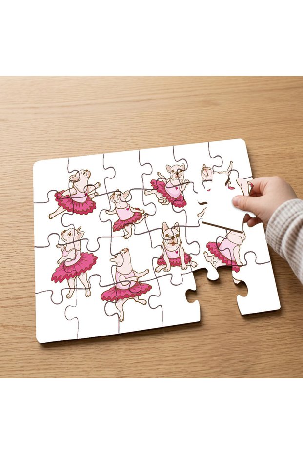 24 Piece Wooden Children's Puzzle with Cute Dancing Dogs Design Mpk0381
