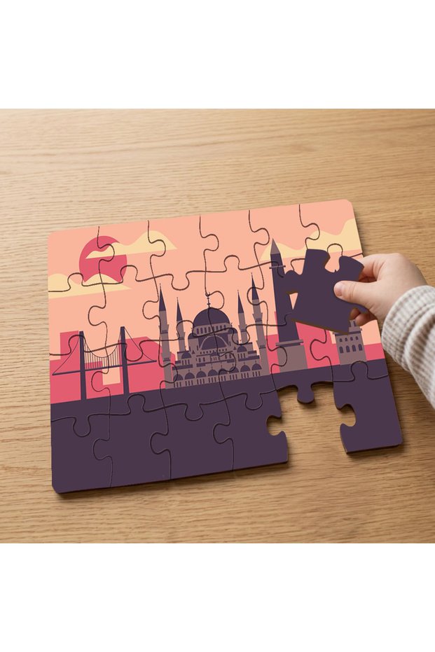 24 Piece Wooden Children's Puzzle with Mosque Landscape Design Mpk0787