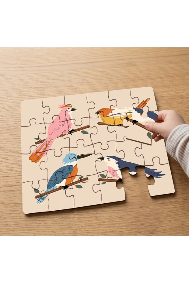 24 Piece Wooden Children's Puzzle with Colorful Birds Design Mpk0304