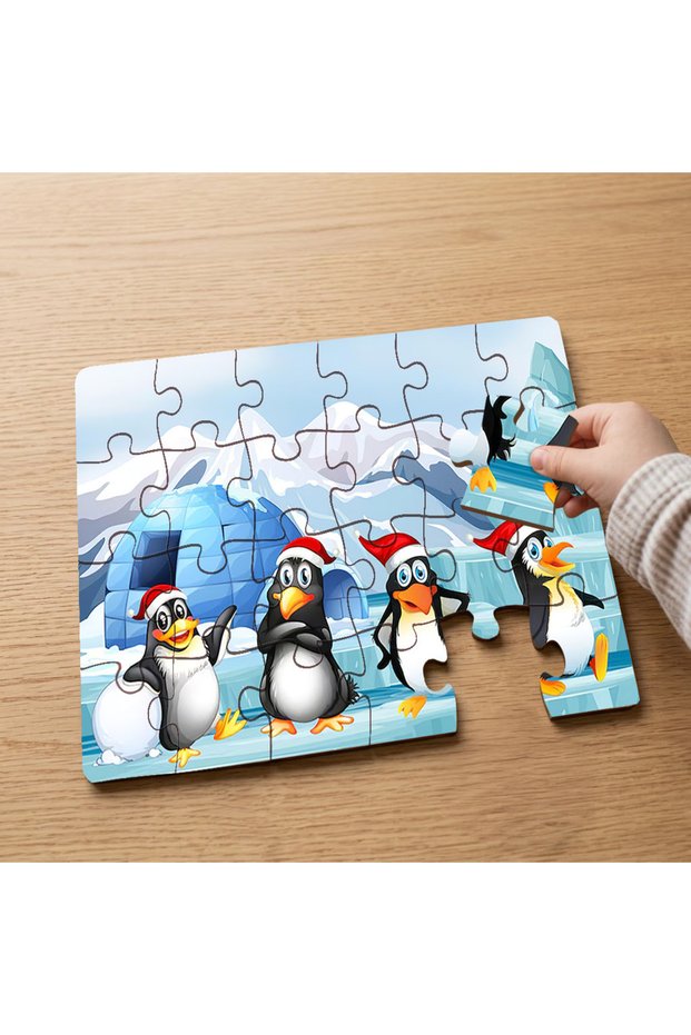 24 Piece Wooden Children's Puzzle with New Year's Penguins Design Mpk1000