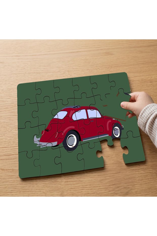 24 Piece Wooden Children's Puzzle with Red Car Design Mpk0112