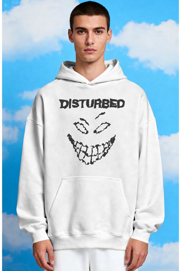 Disturbed Rock Metal Music Band Front Printed Unisex Oversize Premium Hoodie