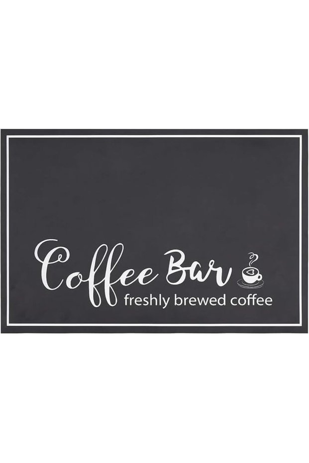 Dish Drying Mat, 30x50cm Absorbent Coffee Cup Pattern Kitchen Mat, Waterproof Drying Pad for