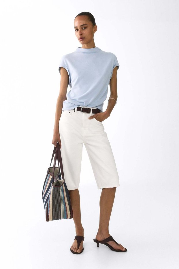 Draped fine-knit top
