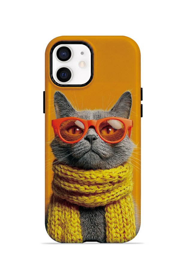 iPhone 12 Vorian Magsafe Double Layer Yellow Scarf Cat Case