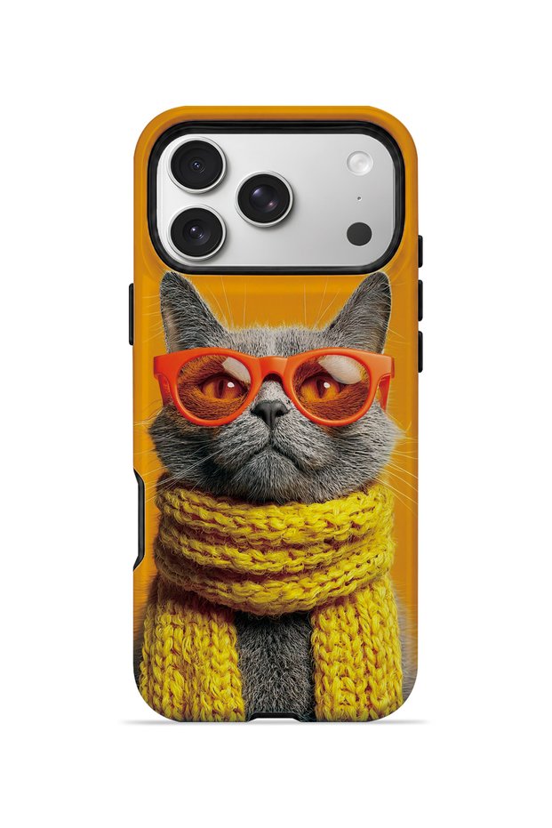 iPhone 17 Pro Max Vorian Magsafe Double Layer Yellow Scarf Cat Case