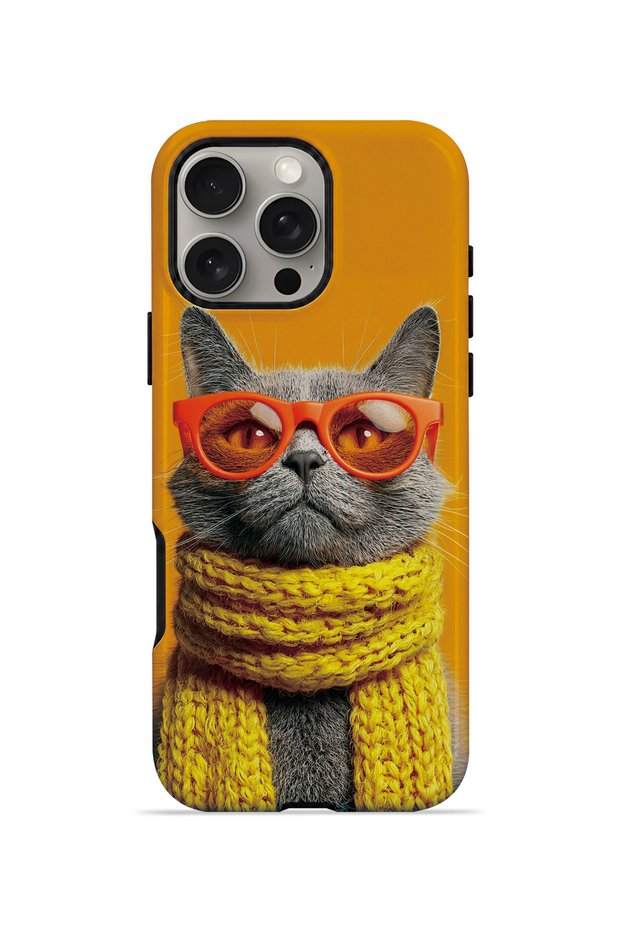 iPhone 16 Pro Vorian Magsafe Double Layer Yellow Scarf Cat Case