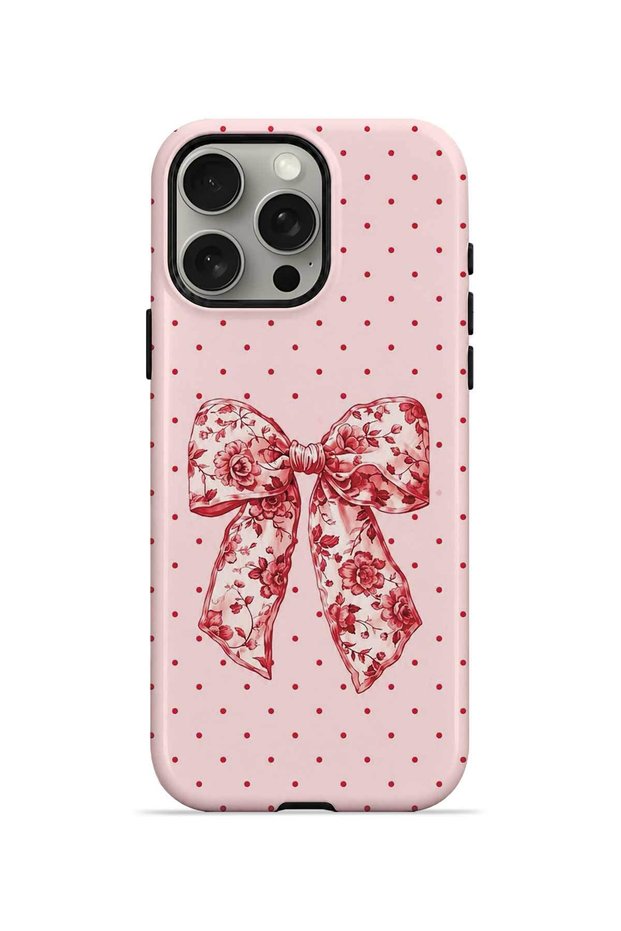 iPhone 15 Pro Max Vorian Double Layer Vintage Rose Bow Dot Case
