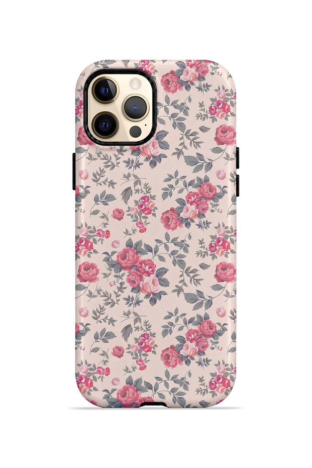iPhone 12 Pro Vorian Double Layer Pink Vintage Flower Case