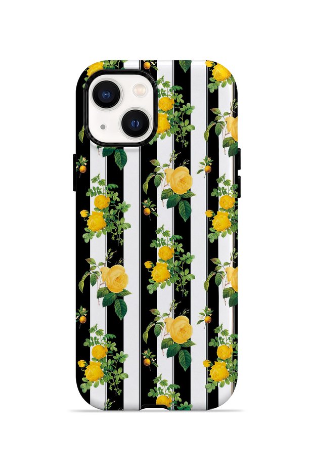 iPhone 14 Plus Vorian Double Layer Yellow Rose Stripe Case