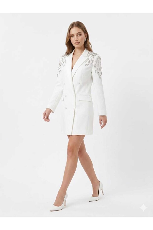 Crystal Embellished Blazer Mini Dress