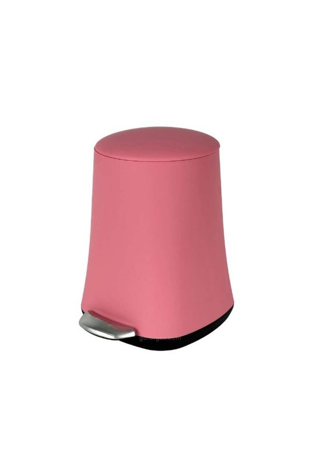 Rubber Coated Pedal Bin with Soft Close Lid and Removable Inner Bucket Dustbin for Kitchen 5L Pink