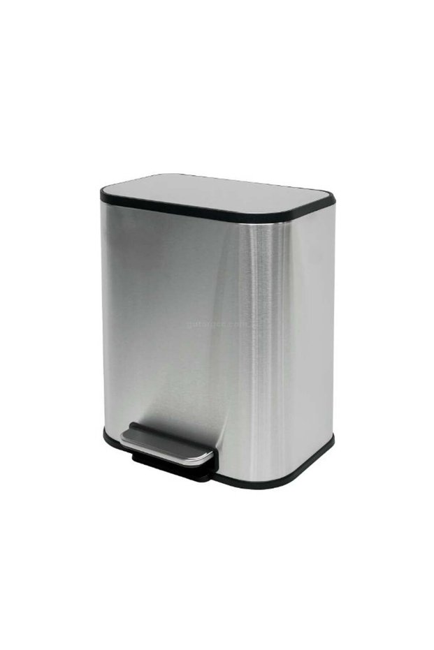 Square Brushed Stainless Steel Pedal Bin with Soft Close Lid Dustbin for Kitchen 20L Silver