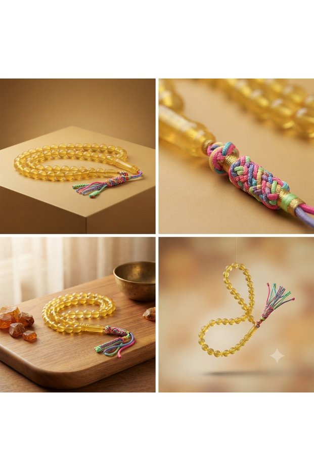 مسباح بكلايت شفاف اصفر تفصال ملون