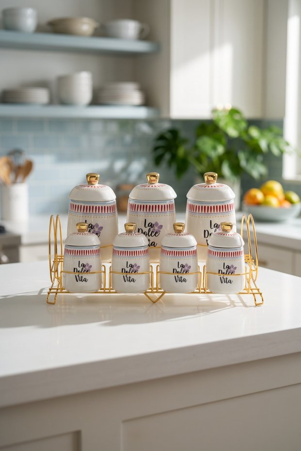Rosaria 7-Piece Spice Rack Set with Stand