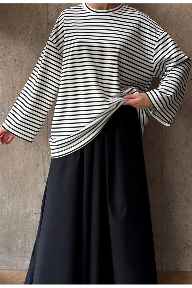Women's Striped Oversize Tunic | Casual Cut Long Sleeve Daily Stylish Tunic