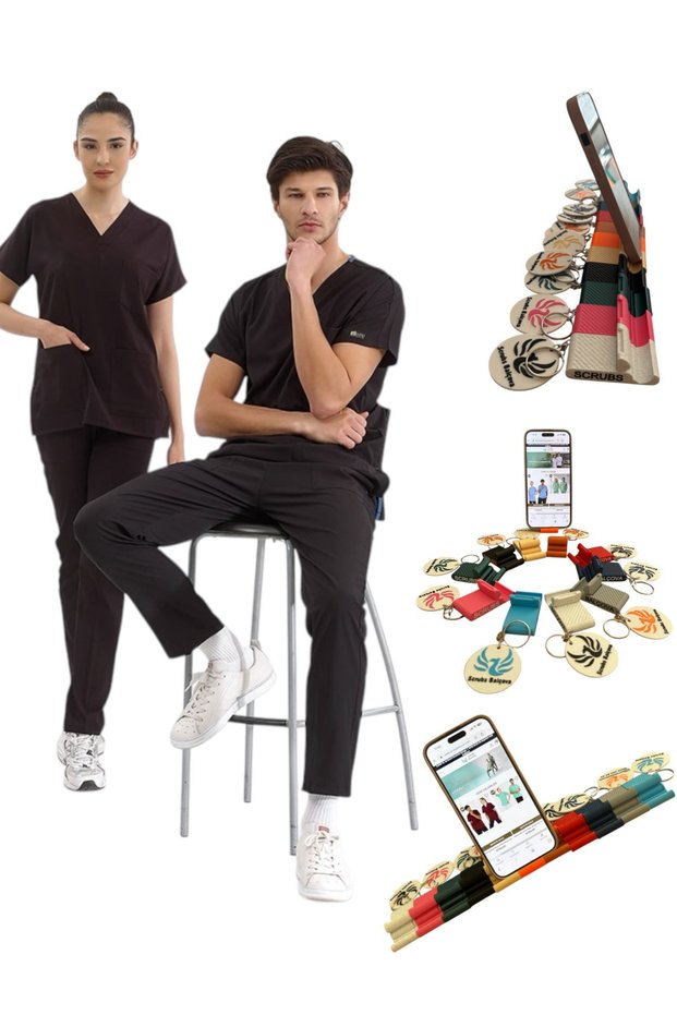 Black Luxury Lycra Uniform Set with Colorful Phone Holder as a Gift