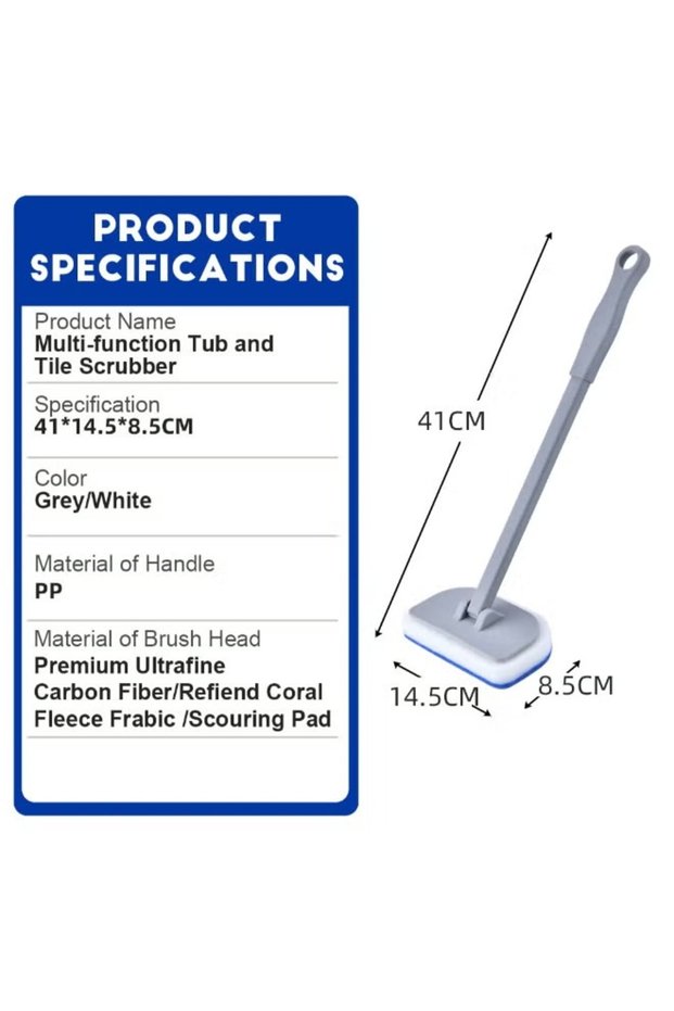 Floor Scrub Brush, 3-In-1 Tile Tub Floor Scrubber with Adjustable Long Handle Shower Cleaner Brush and 3 Detachable Replacement Brush Heads for Cleaning Bathroom Kitchen Walls Tub Tile