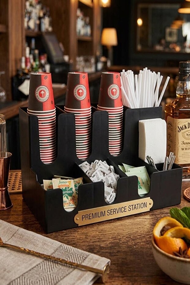Plastic cardboard cup stand, measuring 42*24*23 cm for cafe, bar, restaurant, hotel.
