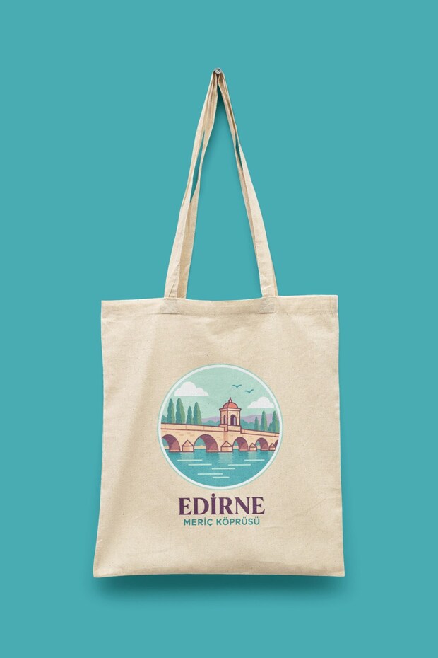 Meriç Köprüsü - Edirne Turkey Series Tote Bag Printed Cloth Bag