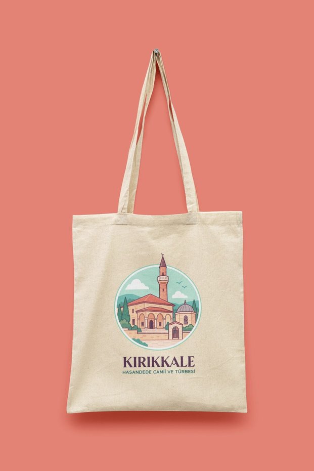 Hasandede Mosque and Tomb - Kırıkkale Turkey Series Tote Bag Printed Cloth Bag
