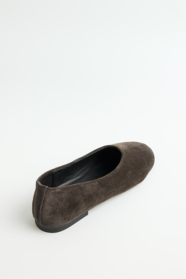 Babet 2614 - Real Leather Flat Form Dark Smoked Suede Women's Babet