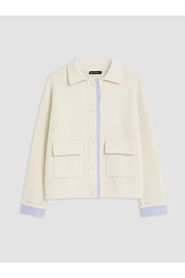 Two Mt Shop Quality Lcw Modest Beige Plain Standard & Regular Women's Jacket