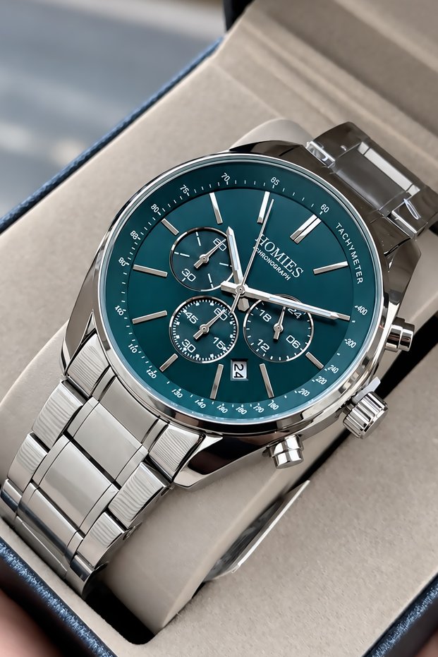Original Men's Watch - 3 Atm Water Resistance - Silver Color Steel Band - Multifunction Movement - 2 Year Warranty - Gift Watch with Stylish Box Hme2090C3