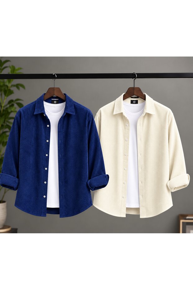 Men's Set of 2 Velvet Shirts