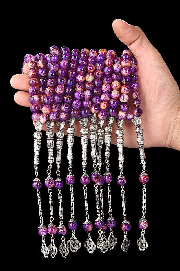 10 Pieces Round Model Natural Stone Glass Prayer Beads Set, Gift Prayer Beads, Wholesale Prayer Beads, Men's Prayer Beads