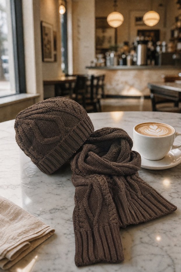 Braided Beanie and Scarf Double Set