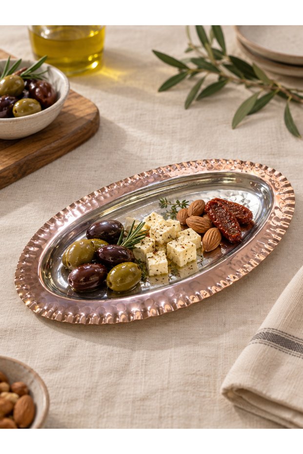 Oval Copper Snack Bowl 23 cm