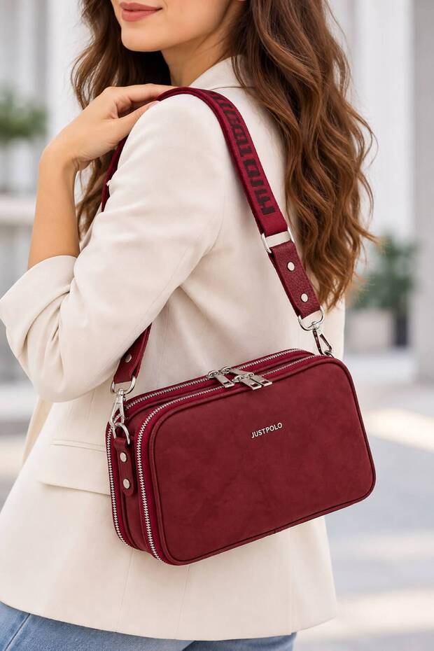 Women's Suede 5-Compartment Shoulder and Crossbody Bag (Size 27X18 cm)