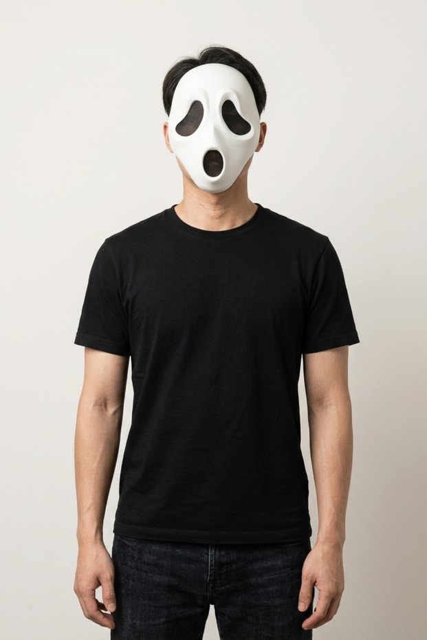 Premium Scream Mask - Matte White Mesh Halloween Party Mask