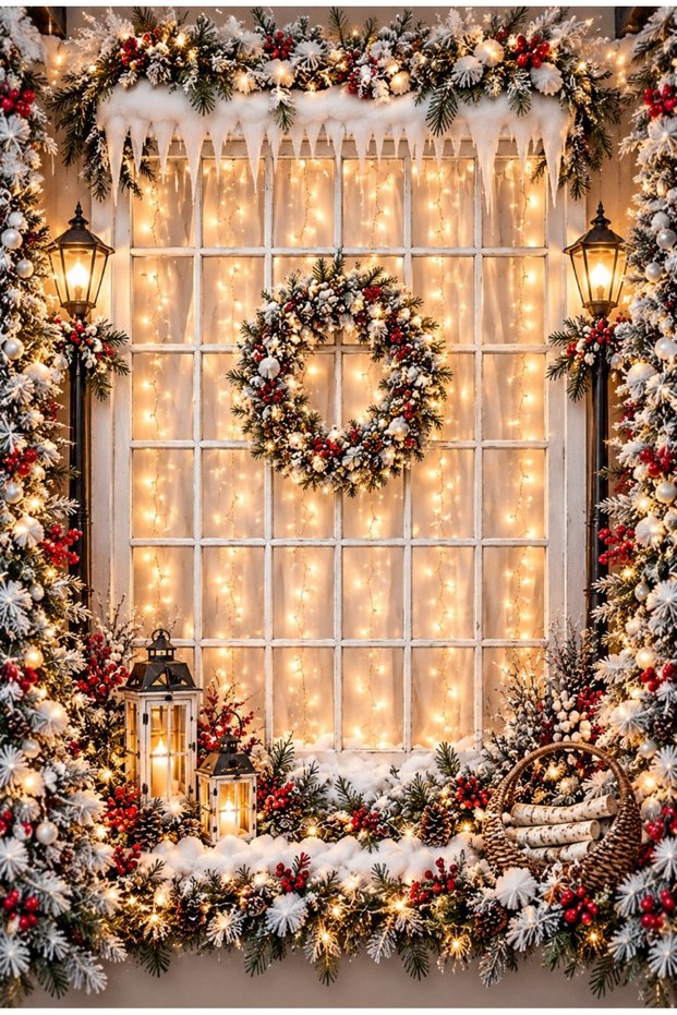 Christmas Themed Photo Shoot Event Fabric Backdrop