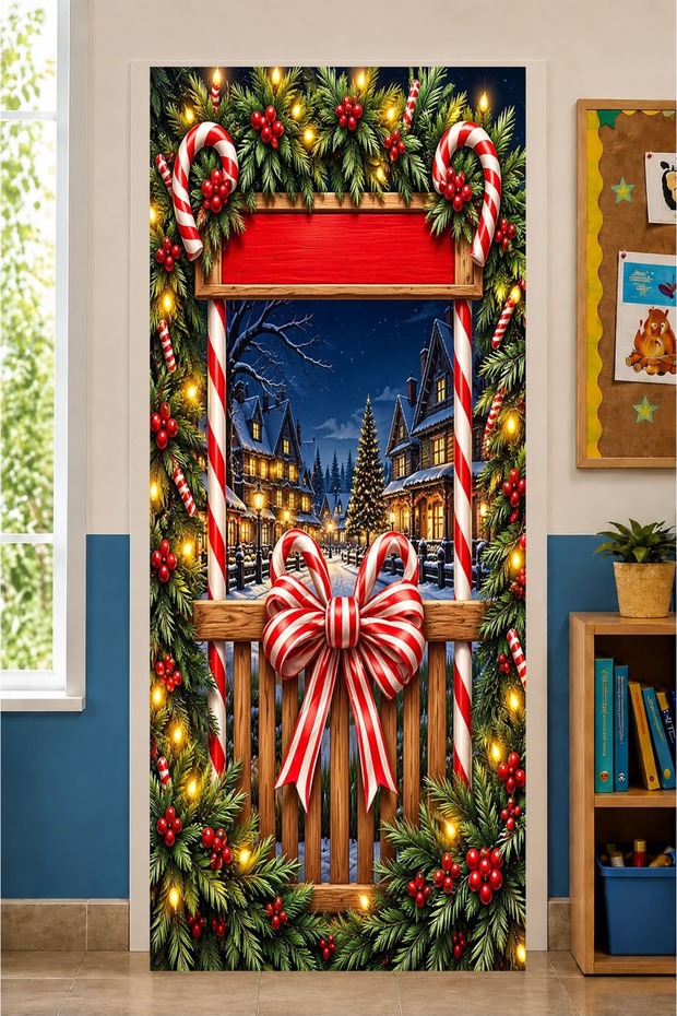 New Year's Colorful Themed Fabric Door Decoration