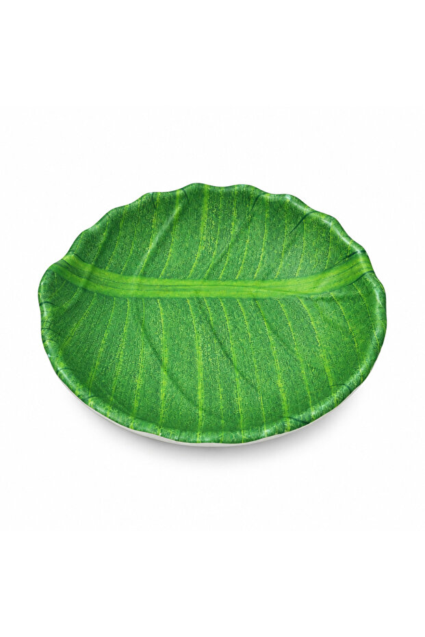 Melamine Round Leaf Design Plate Green - 15cm