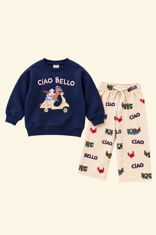 Boy's Printed Tracksuit Set Navy Blue