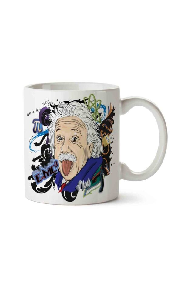 كوب مطبوع على الجانبين من Einstein E=mc2 PI.jpg