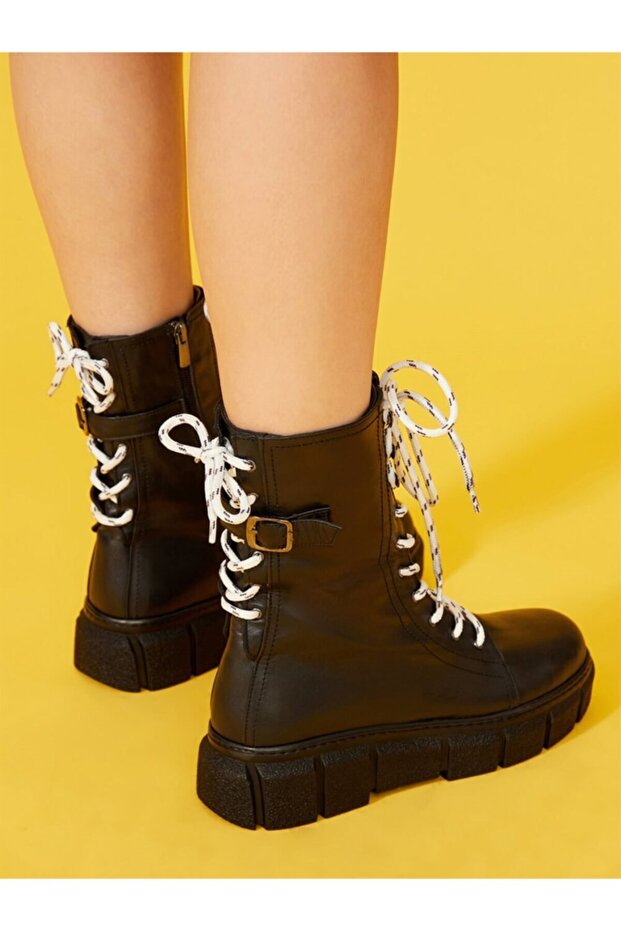 Ride Siyah Deri Bot - 4