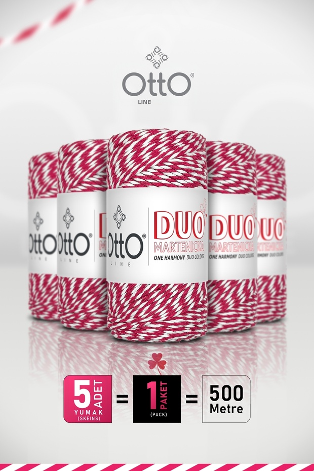 Duo • Red & White • 5-Pack × 100 m / 100 Gr • Marteniçka String • Spring, Bracelet, Gift