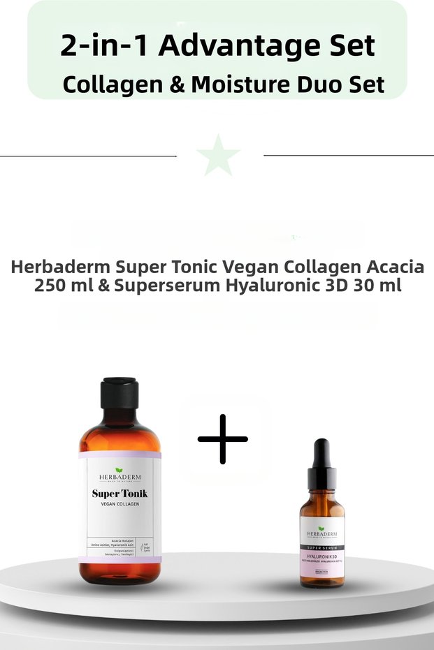 Collagen & Moisture Dual Set: Super Tonic Vegan Collagen Acacia 250 ml and Superserum Hyaluronic 3D